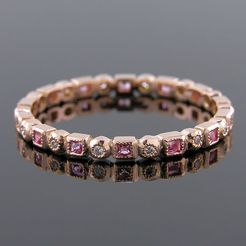 700SP-620P Ultra thin fancy shaped French cut pink sapphire and diamond 18k pink gold Mini Mania