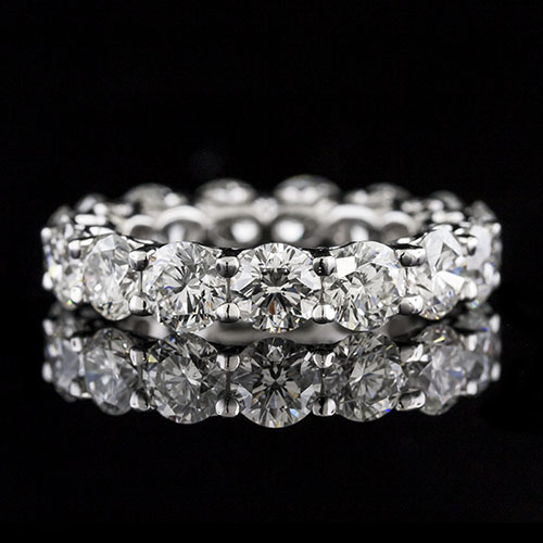 PPD258-101P Modern Vintage-inspired prong set diamond Hearts with Open Arms platinum wedding eternity band PPD258-101P