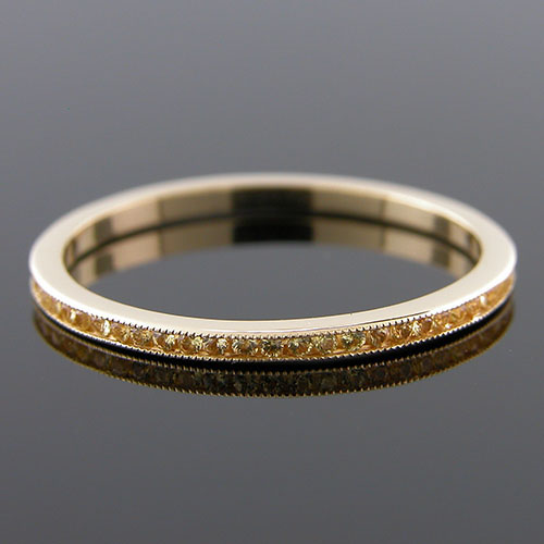 055Y-501P Ultra thin channel set round yellow sapphire18K yellow gold wedding eternity band